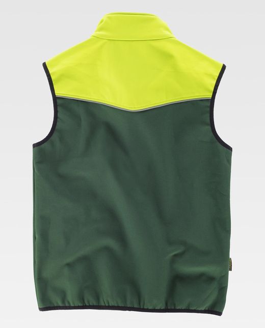 Kombination Softshell Weste Dunkelgrün Gelb AV