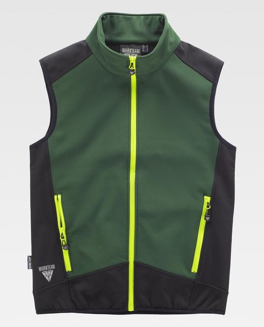 Kombination Softshell Weste Dunkelgrün Schwarz