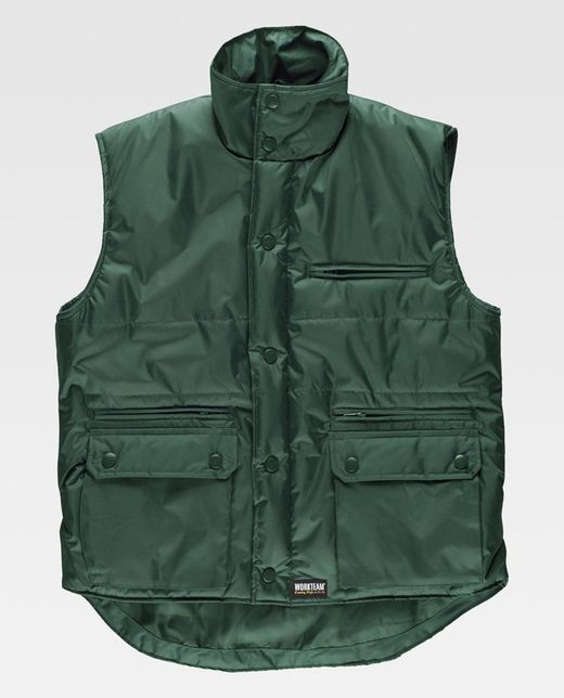 Oxford gewebte Weste, gepolstert, Multi-Pocket Green