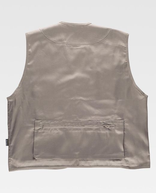 Beige multi-pocket safari vest
