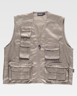 Beige multi-pocket safari vest