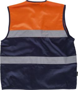 Zweifarbige Safari-Weste mit mehreren Taschen und zwei gut sichtbaren Bändern Navy Orange AV
