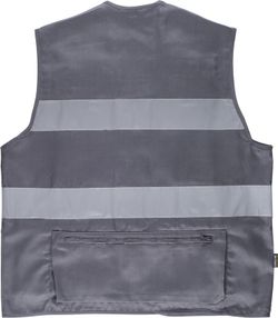 Multi-Pocket-Safari-Weste mit 2 reflektierenden Bändern Grau