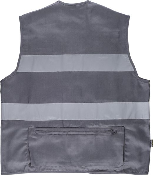Multi-Pocket-Safari-Weste mit 2 reflektierenden Bändern Grau