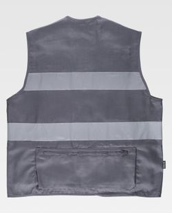 Multi-Pocket-Safari-Weste mit 2 reflektierenden Bändern Grau