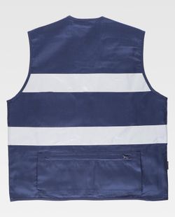 Multi-Pocket-Safari-Weste mit 2 reflektierenden Bändern Navy