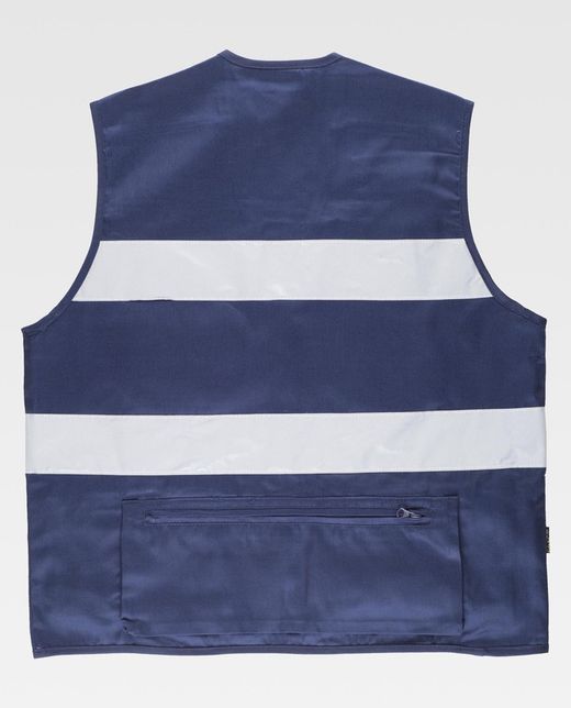 Multi-Pocket-Safari-Weste mit 2 reflektierenden Bändern Navy