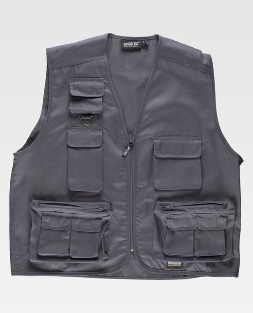 Multi-Pocket Safari Weste Grau