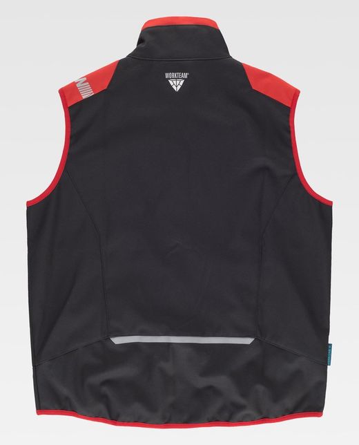 Chaleco Workshell combinado Color Negro+Rojo