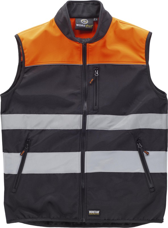 Chaleco combinado alta visibilidad Negro Naranja — Maxport Vestuario Laboral