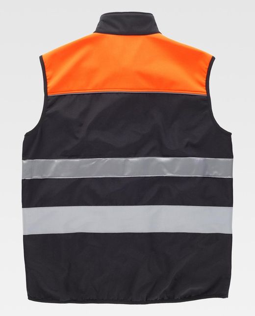 Chaleco workshell combinado con alta visibilidad Negro Naranja