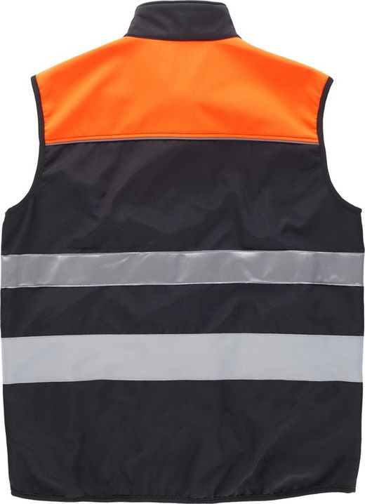 Chaleco workshell combinado con alta visibilidad Negro Naranja