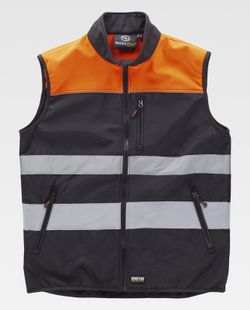 Chaleco workshell combinado con alta visibilidad Negro Naranja
