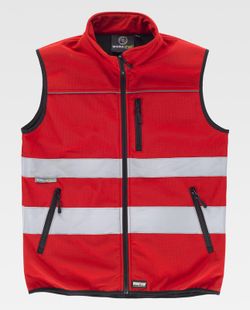 Workshell Weste mit reflektierenden Bändern in verschiedenen Größen Rot