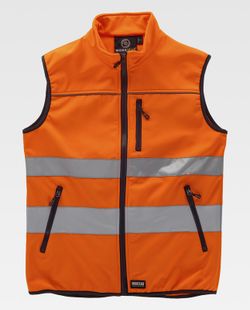 High visibility workshell vest, reflective tapes of different sizes EN ISO 20471: 2013 Orange AV