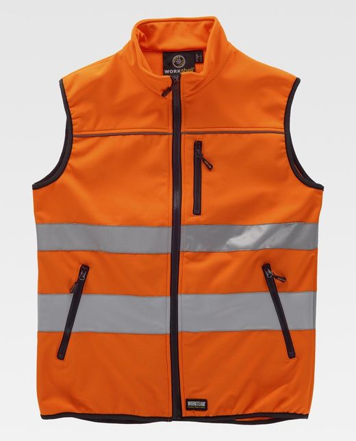 High visibility workshell vest, reflective tapes of different sizes EN ISO 20471: 2013 Orange AV