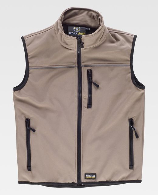 Schlichte Workshell-Weste Beige