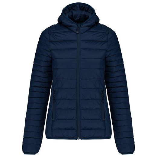 Casaco acolchoado leve para mulher com capuz