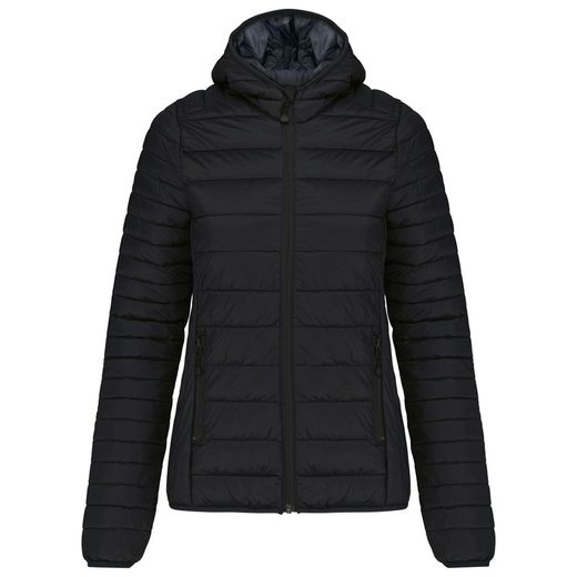 Casaco acolchoado leve para mulher com capuz