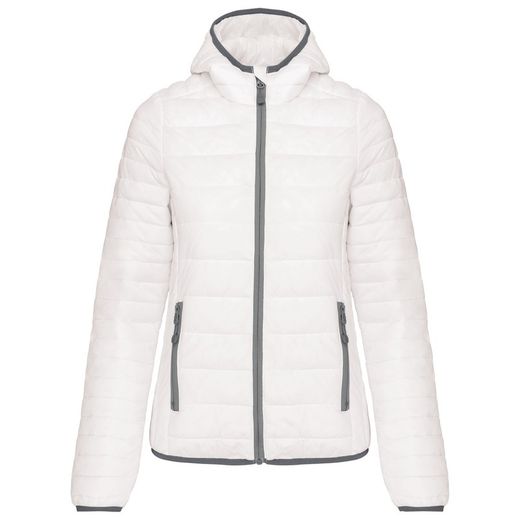 Casaco acolchoado leve para mulher com capuz