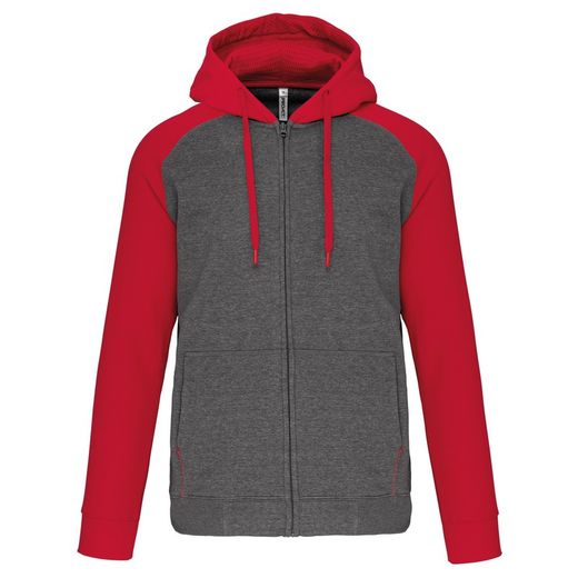 Chaqueta Bicolor Con Cremallera Y Capucha Unisex