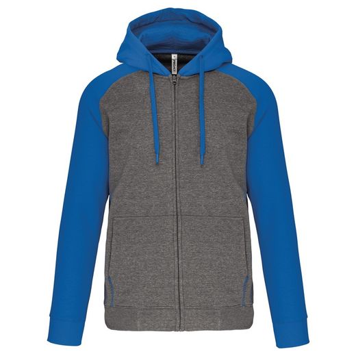 Chaqueta Bicolor Con Cremallera Y Capucha Unisex