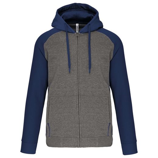 Chaqueta Bicolor Con Cremallera Y Capucha Unisex