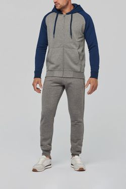 Chaqueta Bicolor Con Cremallera Y Capucha Unisex