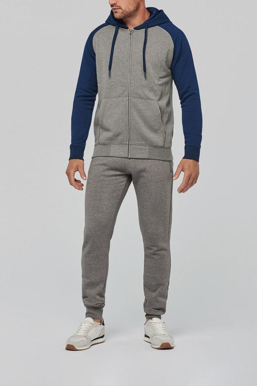 Chaqueta Bicolor Con Cremallera Y Capucha Unisex