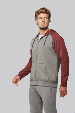 Chaqueta Bicolor Con Cremallera Y Capucha Unisex