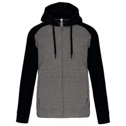 Chaqueta Bicolor Con Cremallera Y Capucha Unisex