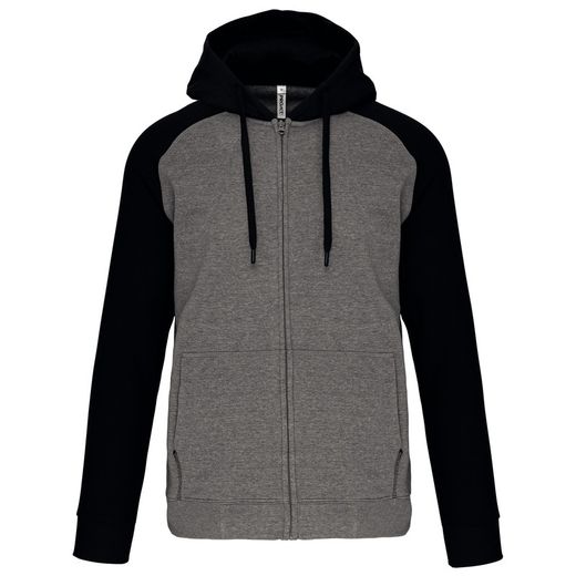 Chaqueta Bicolor Con Cremallera Y Capucha Unisex