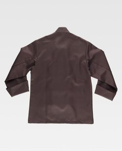 Unisex-Küchenjacke mit Sicherheitsknöpfen und kontrastierenden Paspeln Braun