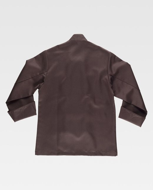 Unisex-Küchenjacke mit Sicherheitsknöpfen und kontrastierenden Paspeln Braun