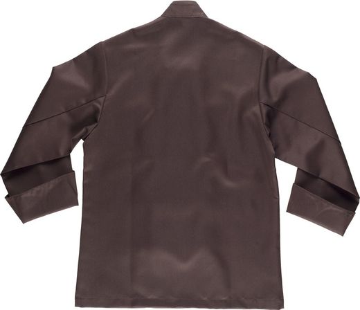 Unisex-Küchenjacke mit Sicherheitsknöpfen und kontrastierenden Paspeln Braun