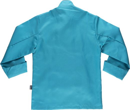 Unisex-Küchenjacke mit Sicherheitsknöpfen und kontrastierenden Paspeln Türkis