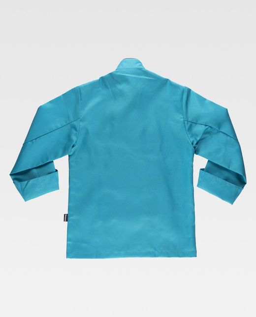 Unisex-Küchenjacke mit Sicherheitsknöpfen und kontrastierenden Paspeln Türkis