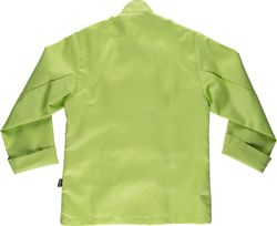 Unisex-Küchenjacke mit Sicherheitsknöpfen und kontrastierenden Paspeln in Limonengrün