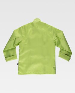 Unisex-Küchenjacke mit Sicherheitsknöpfen und kontrastierenden Paspeln in Limonengrün