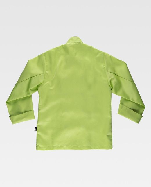 Unisex-Küchenjacke mit Sicherheitsknöpfen und kontrastierenden Paspeln in Limonengrün