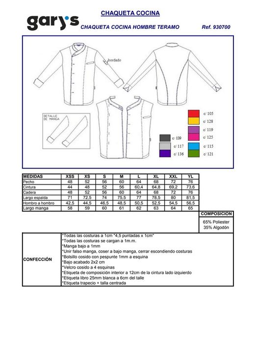 Teramo 119 Unisex Küchenjacke