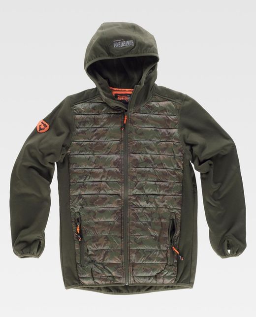 Jacke kombiniert mit 2 Seitentaschen, mit Kapuze Green Hunting Camouflage Brown