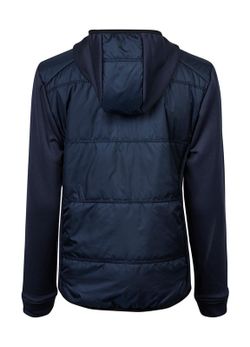 Chaqueta con capucha dos materiales mujer