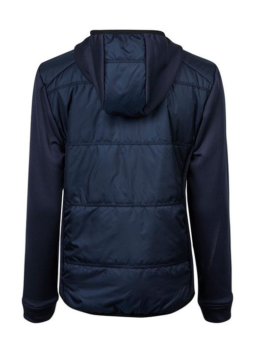 Chaqueta con capucha dos materiales mujer