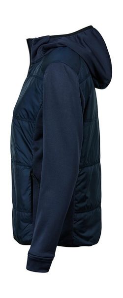 Chaqueta con capucha dos materiales mujer