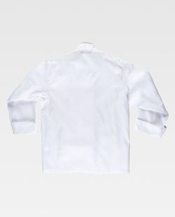Küchenjacke mit kontrastierenden Verzierungen und Sicherheitsknöpfen Weiß Schwarz