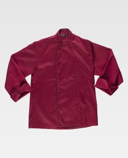 Küchenjacke mit kontrastierenden Verzierungen und Sicherheitsknöpfen Granatschwarz