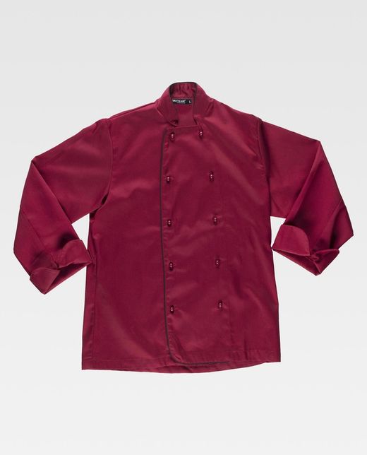 Küchenjacke mit kontrastierenden Verzierungen und Sicherheitsknöpfen Granatschwarz