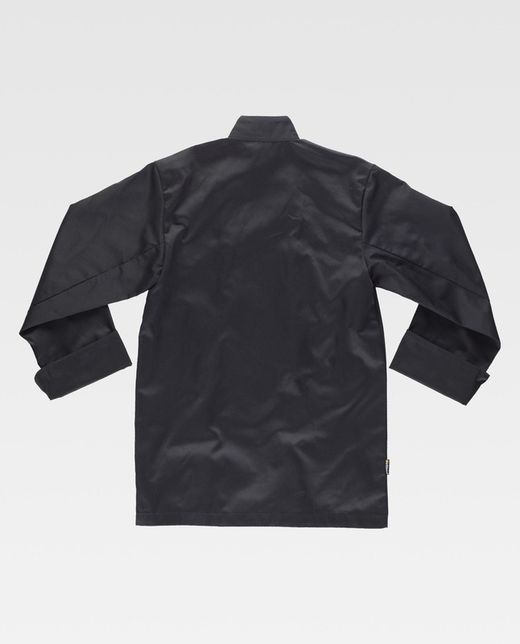 Giacca da cucina con bordi a contrasto e bottoni di sicurezza Nero Bianco