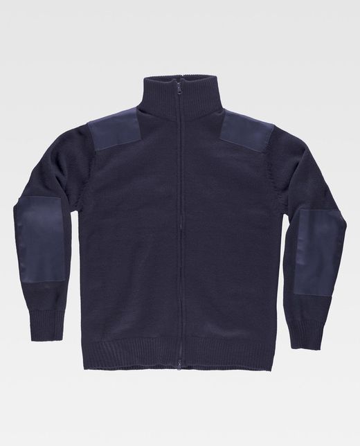 Reißverschlussjacke mit Verstärkungen an Schultern und Ellbogen Navy